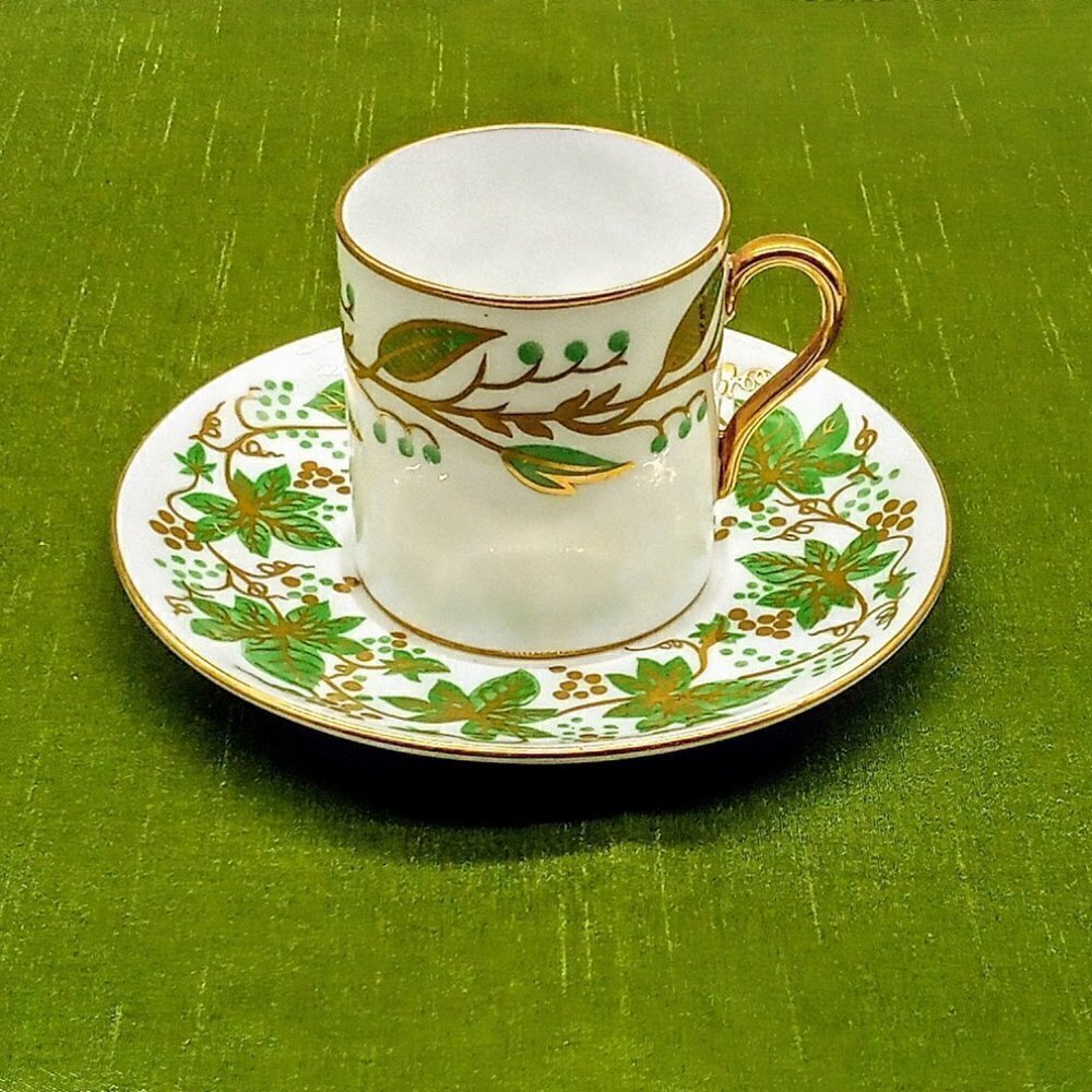 Shelley England Fine Bone China Laurel Porcelain Demitasse Cup Saucer